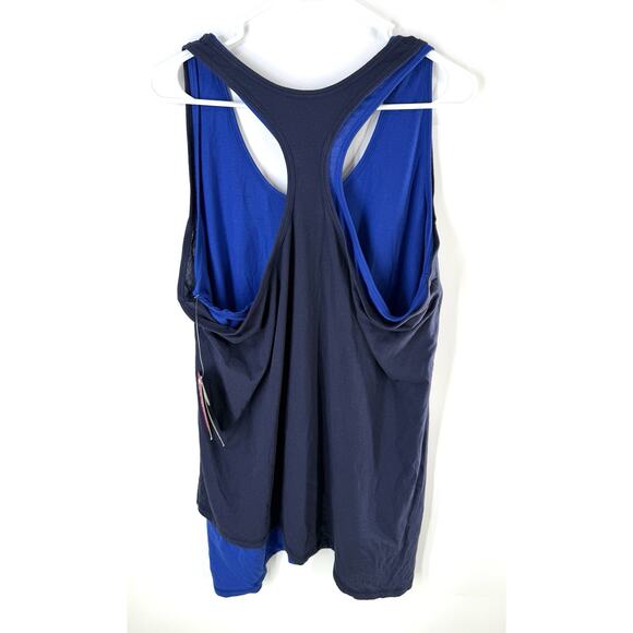 New Zumba Two Tone Long Loose Tank XXL Indigo Blue Athletic Gym - Picture 4 of 10